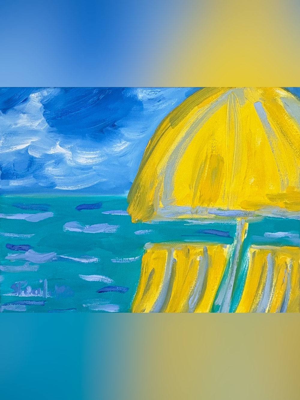 Yellow Umbrella 9x12” oil on canvas original